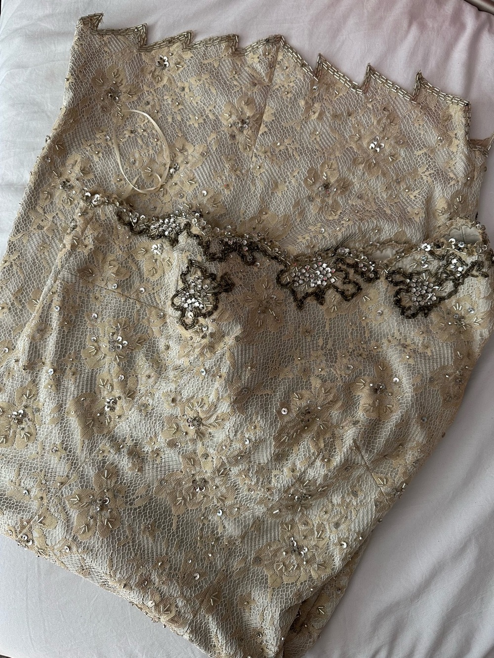 y2k Vintage Mandalay One Shoulder Lace Embellished Dress 10